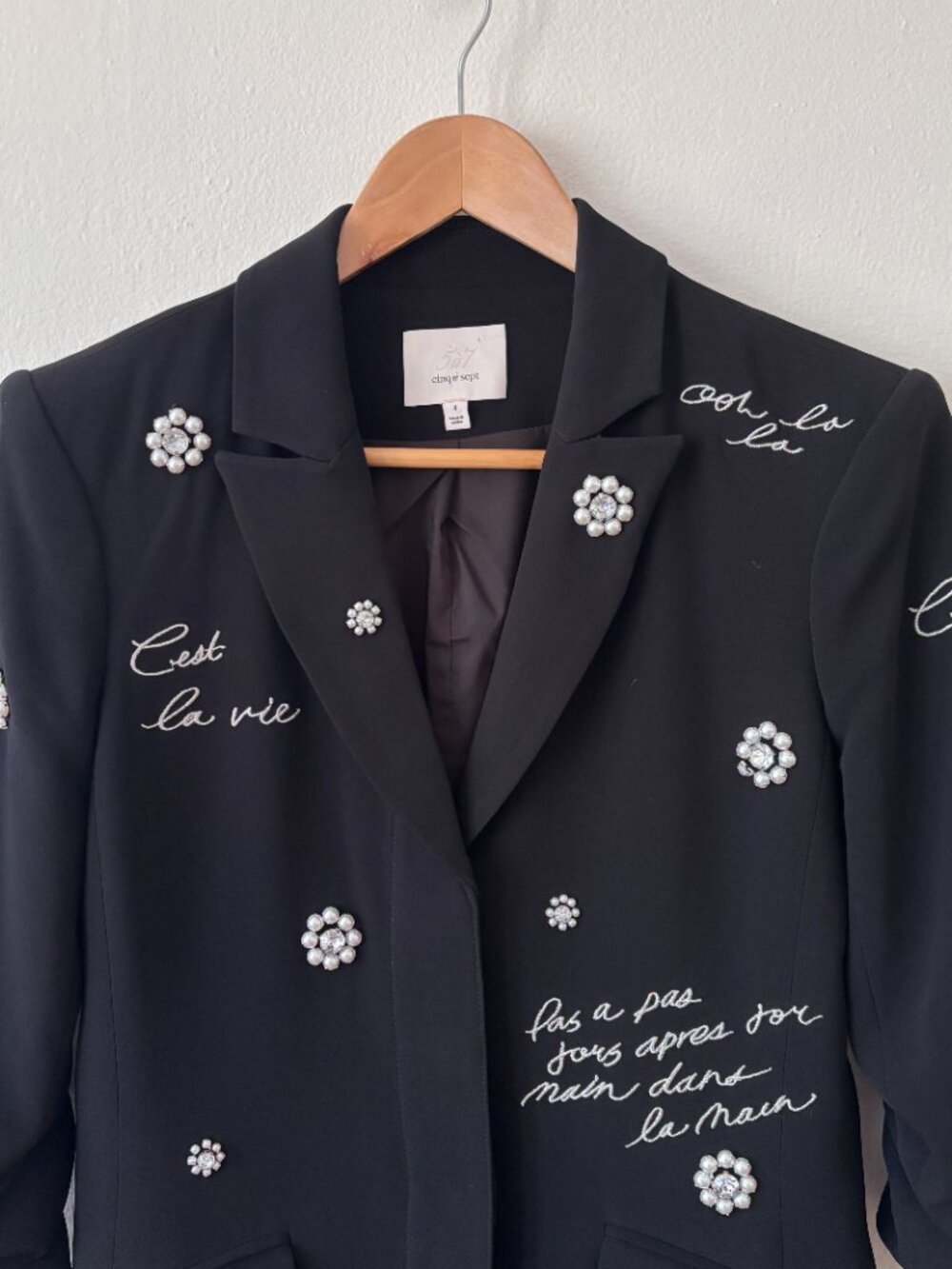 Cinq A Sept Joel Faux Pearl Embellished Mini Blazer Dress - Picture 6 of 11